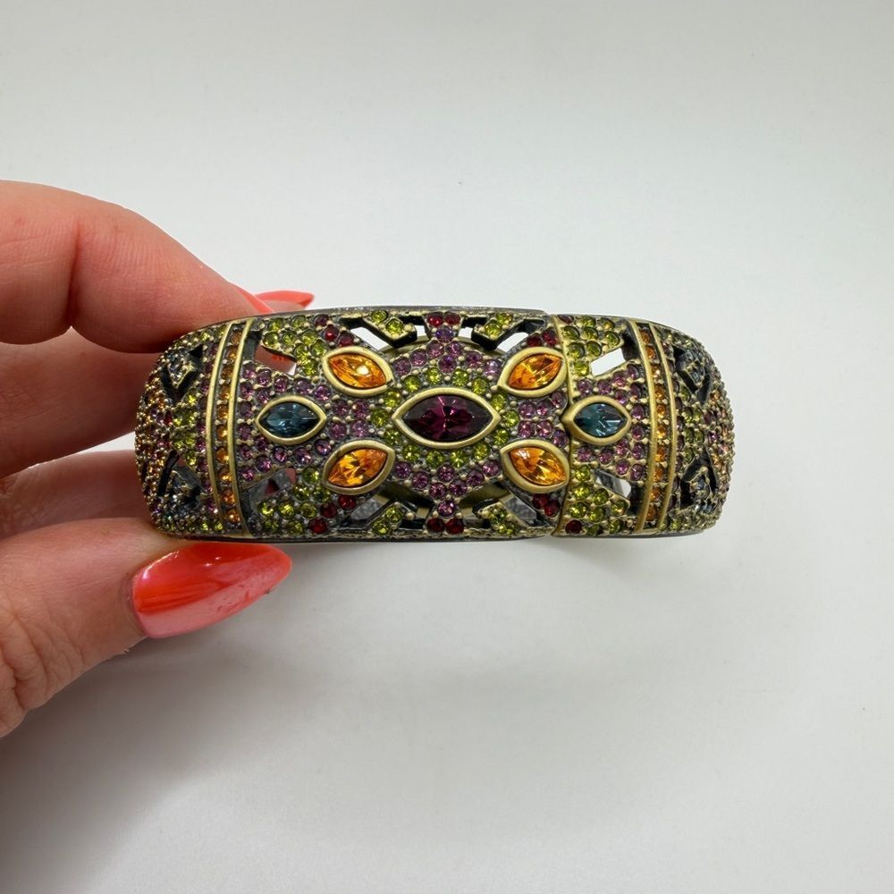 HeidiāDaus "Peekaboo" Watch hinged bracelet, crystal & bronze toned gold metal! - Picture 14 of 16
